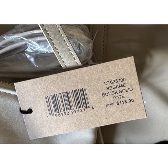 Steve Madden Tote Set Bag Sesame Solid Beige Faux Leather Shoulder NWT - Picture 11 of 12